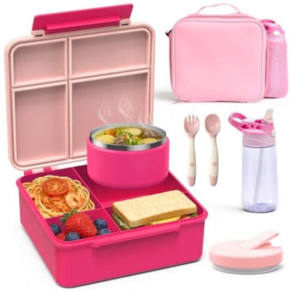 Kids Lunch Box Set 7-Piece Bento Box Water Bottle